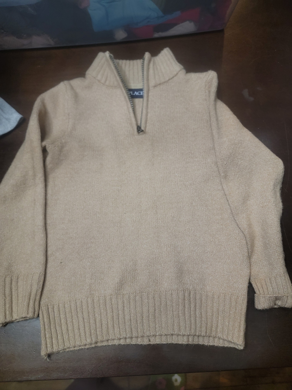The Children's Place Beige Half-Zip Sweater